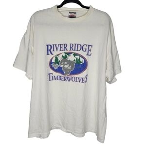 Vintage 90s River Ridge Timberwolves High School Graphic T-Shirt Size XXL